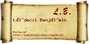 Lédeczi Benjámin névjegykártya